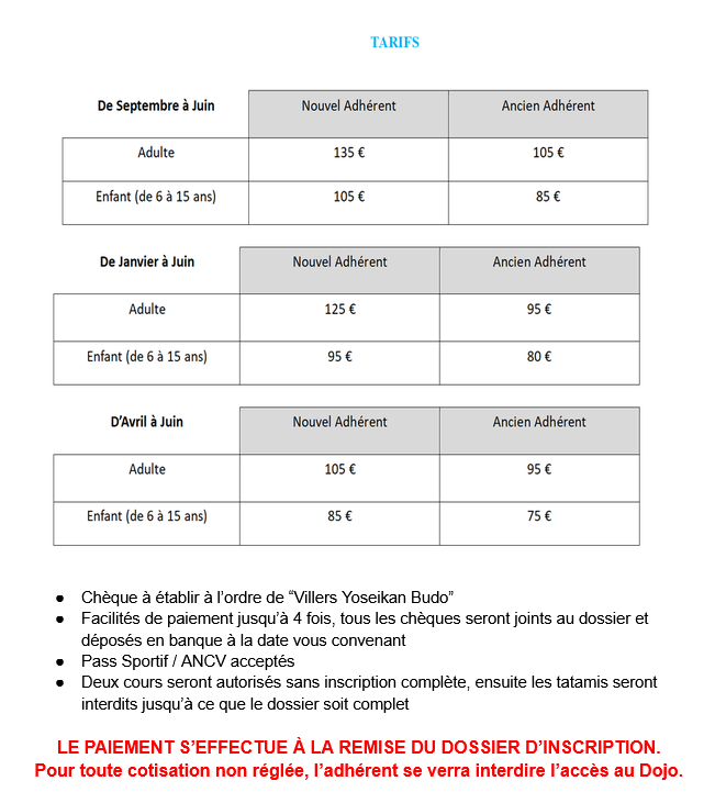 grille tarifaire saison 2026-2027